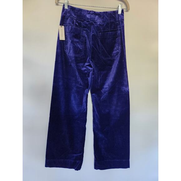 NWT Maeve The Colette Cropped Wide-Leg Velvet Pants Size 26 Tall Blue #7F413 - Picture 7 of 13